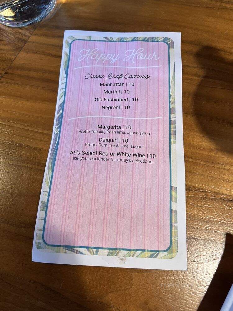 A5 Steakhouse - Denver, CO menu_pic