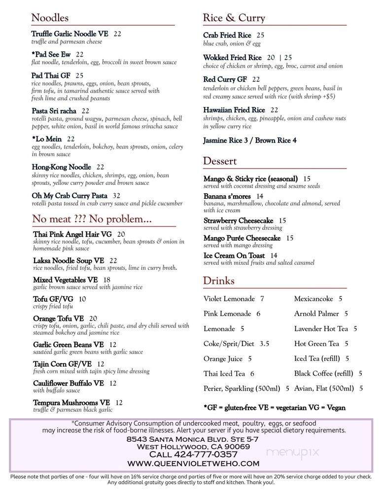 Queen Violet WeHo - West Hollywood, CA menu_pic
