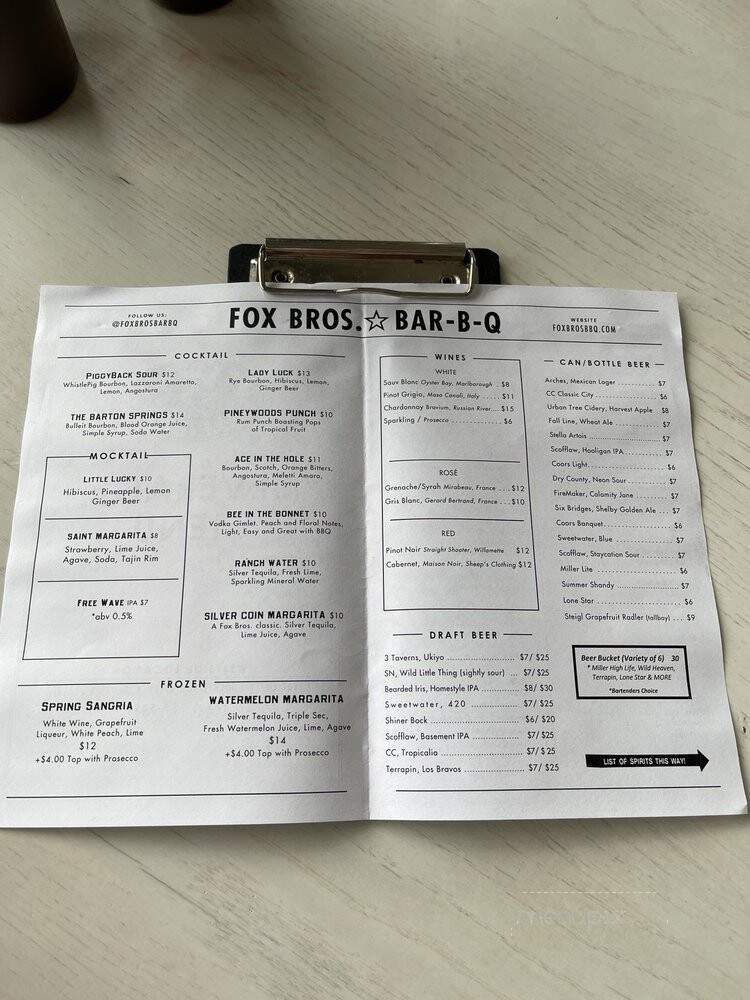 Fox Bros Bar-B-Q - Atlanta, GA menu_pic