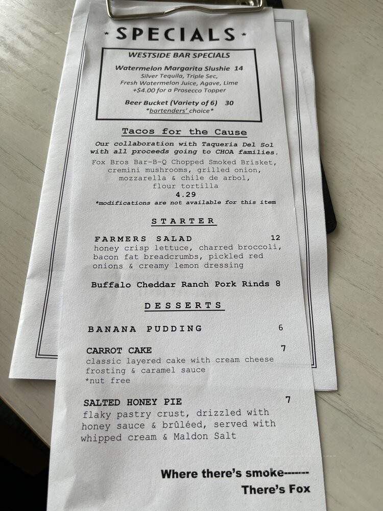 Fox Bros Bar-B-Q - Atlanta, GA menu_pic
