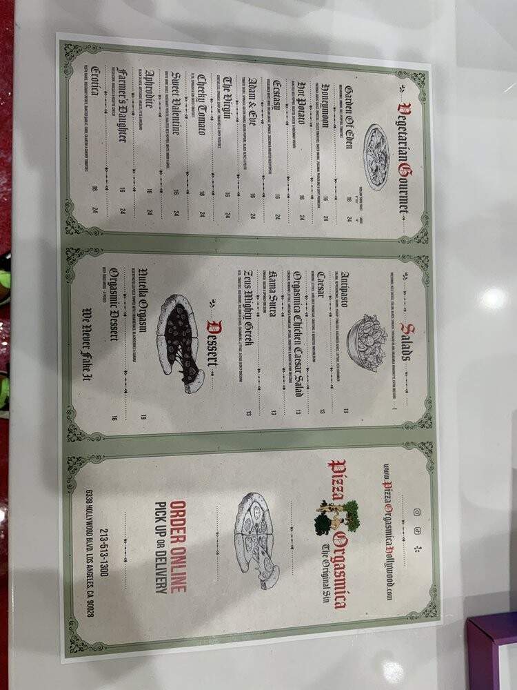 Pizza Orgasmica - Los Angeles, CA menu_pic