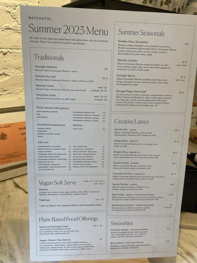 Matchaful - New York, NY menu_pic