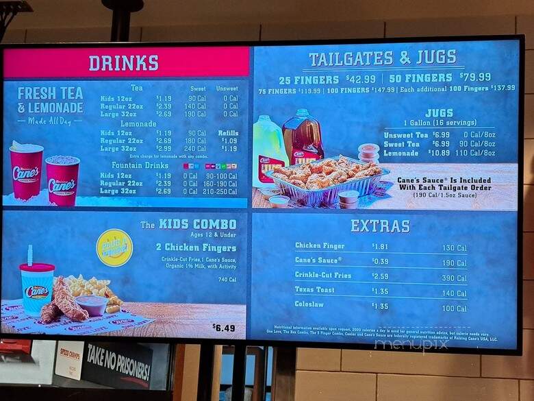 Raising Cane's - Roseville, CA menu_pic