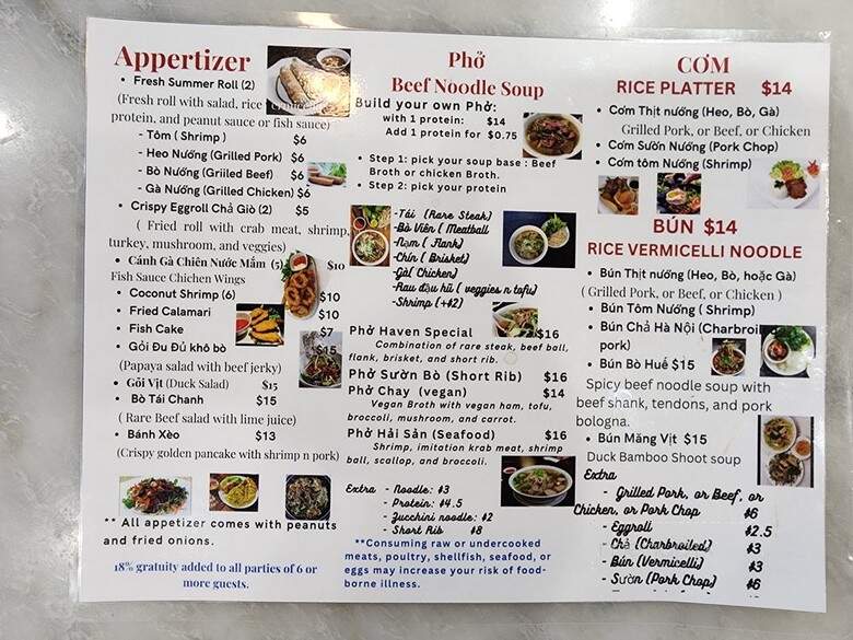 Pho Haven - Orlando, FL menu_pic