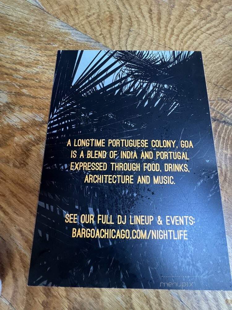 Bar Goa - Chicago, IL menu_pic