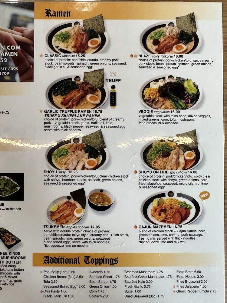 Silverlake Ramen - Chino Hills, CA menu_pic