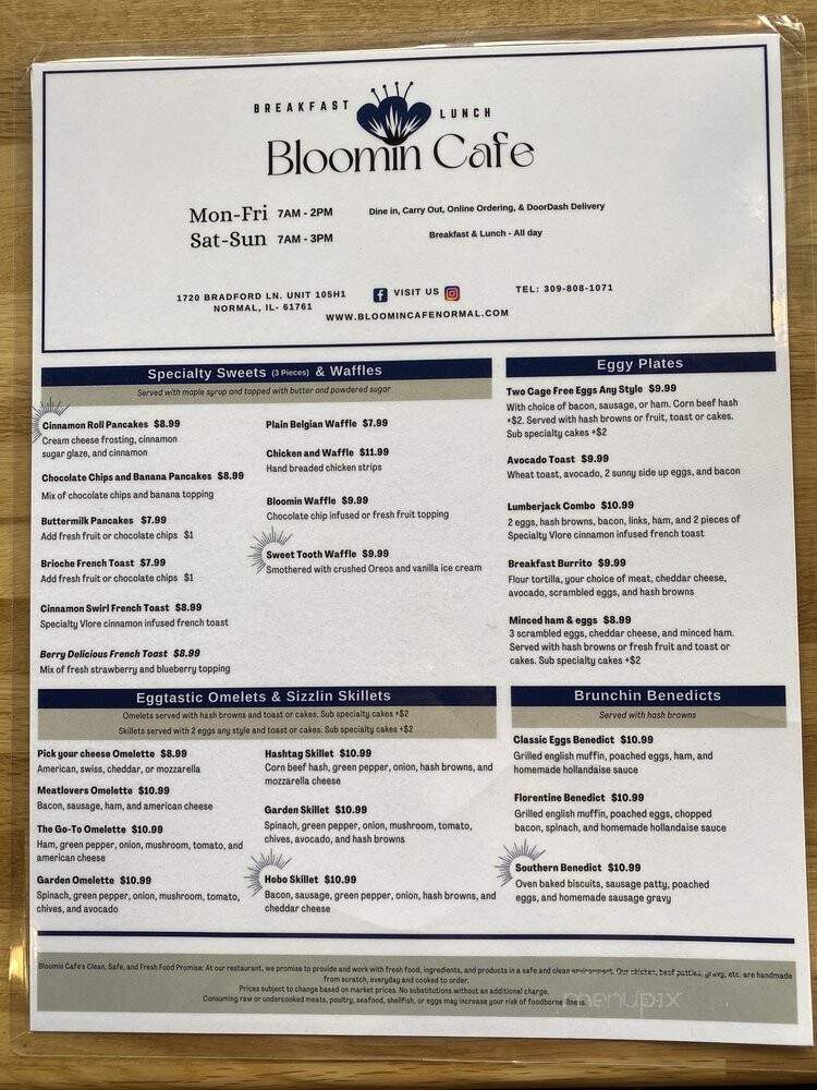 Bloomin' Cafe - Normal, IL menu_pic