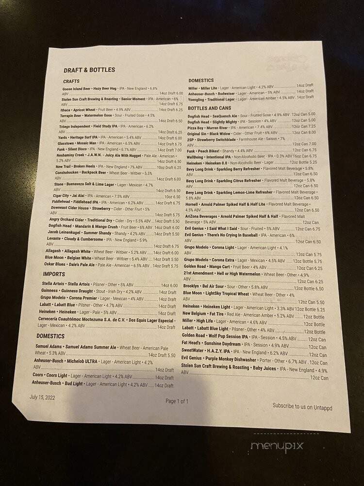 Chickie's & Pete's - Malvern, PA menu_pic