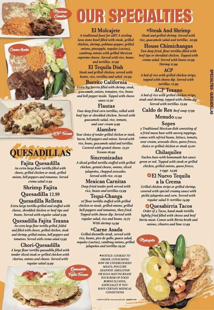 El Nuevo Tequilla - Washington, NC menu_pic