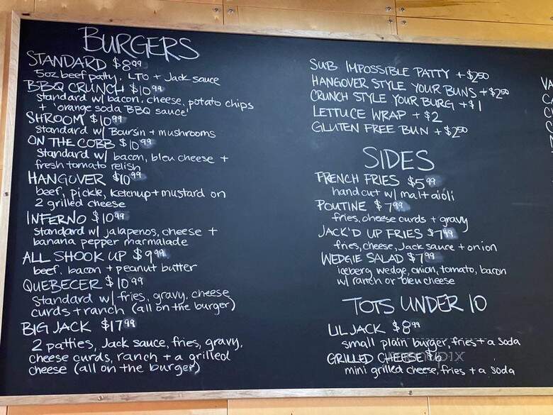 Jack's Burger Shack - Edmonton, AB menu_pic