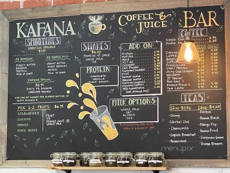 Kafana Coffee Juice Bar - South Pasadena, CA menu_pic