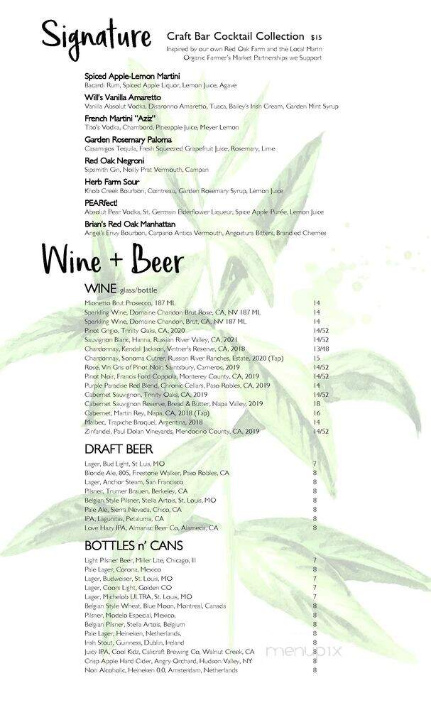 Red Oak Craft Bar & Rotisserie - San Rafael, CA menu_pic