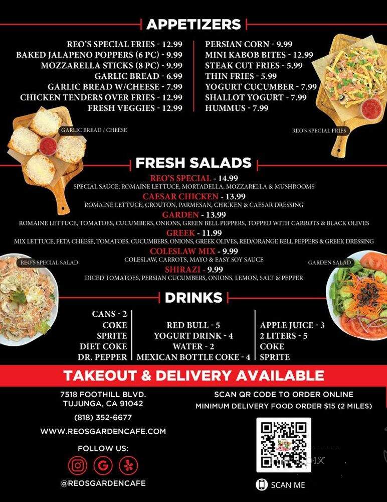 Reos Garden Cafe - Tujunga, CA menu_pic