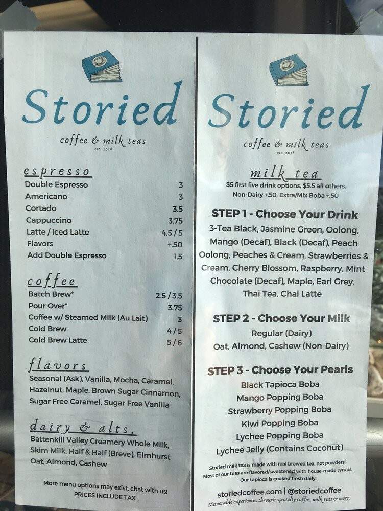 Storied Coffee - Schenectady, NY menu_pic