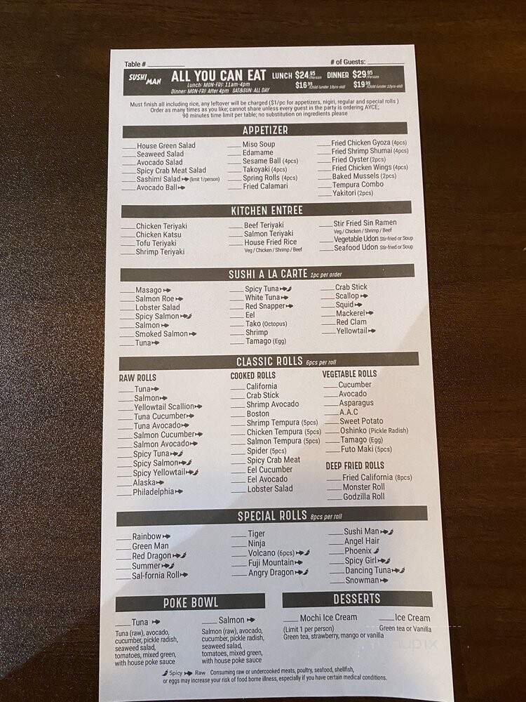 Sushi Man - Champaign, IL menu_pic