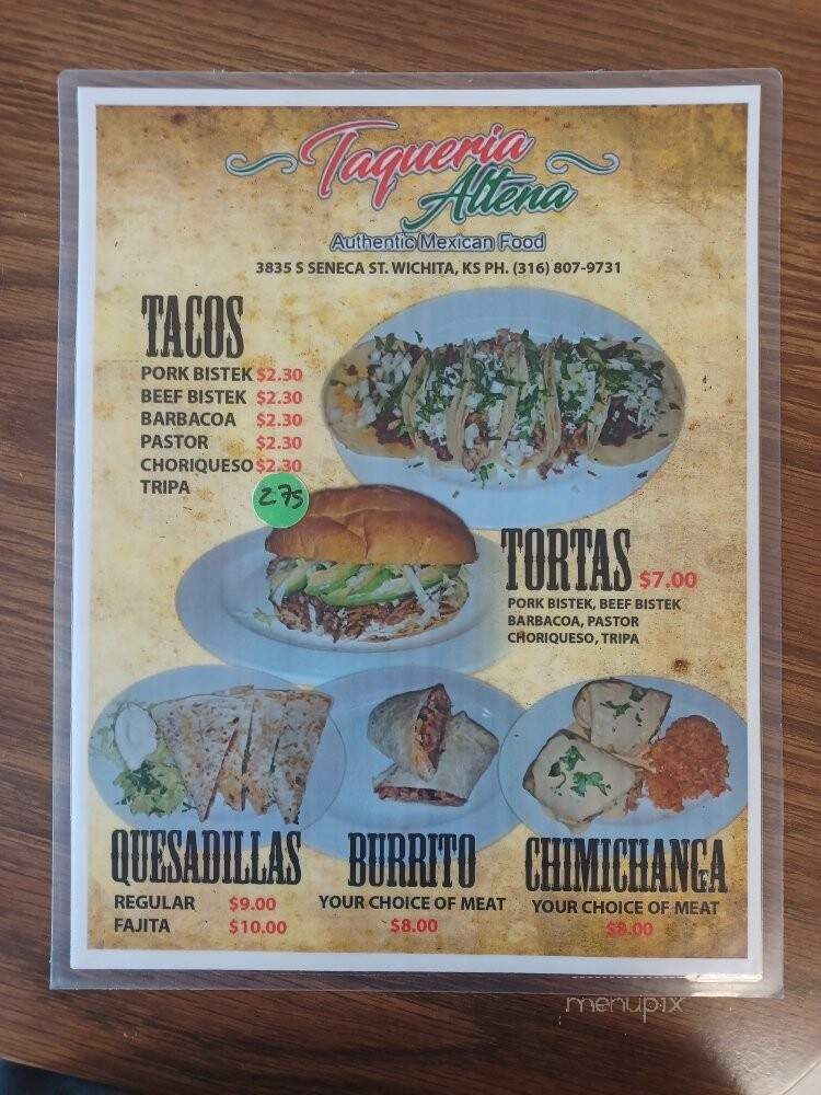 Taqueria Altena - Wichita, KS menu_pic