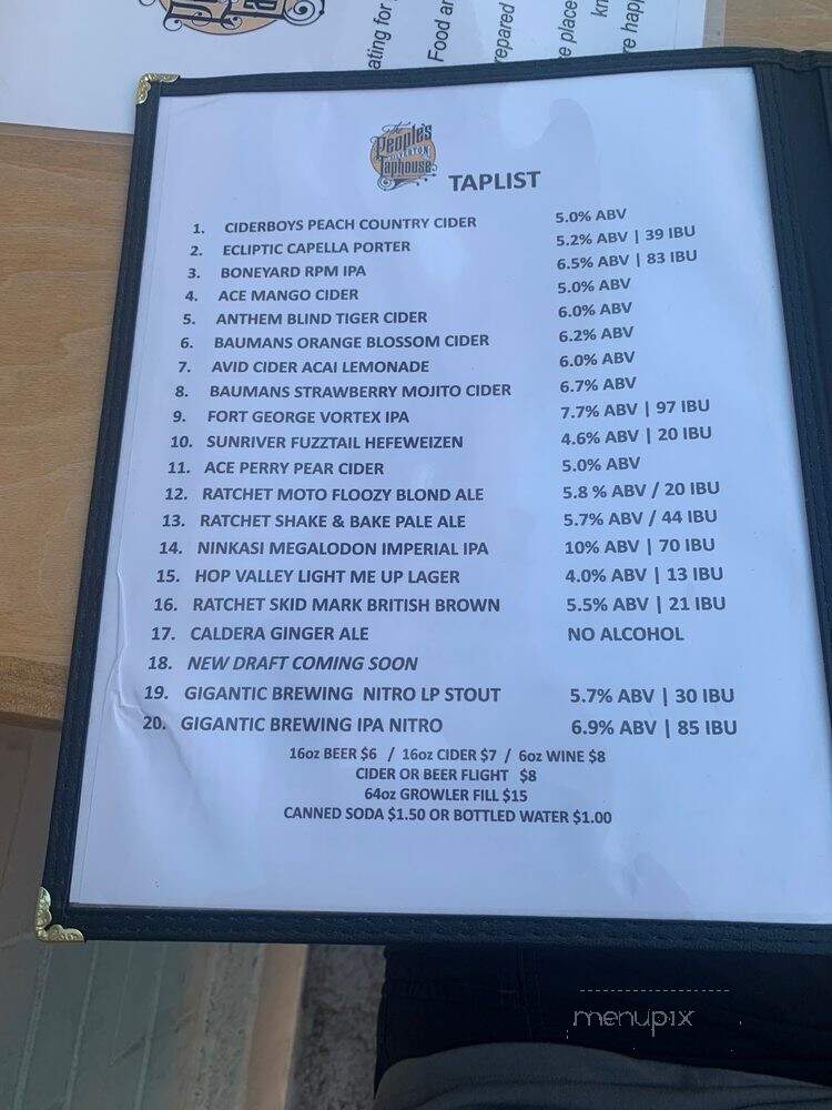 The Peoples Taphouse - Silverton, OR menu_pic