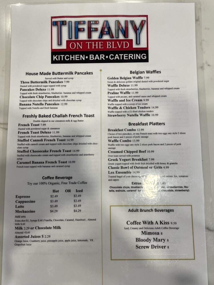 Tiffany On the Blvd - Philadelphia, PA menu_pic