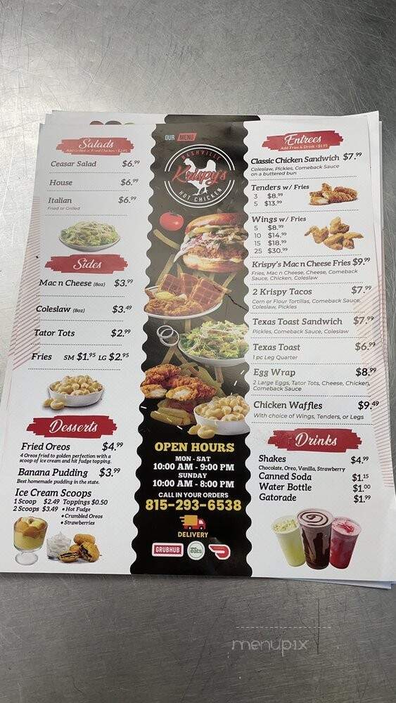 Krispy's Nashville Hot Chicken - Lockport, IL menu_pic
