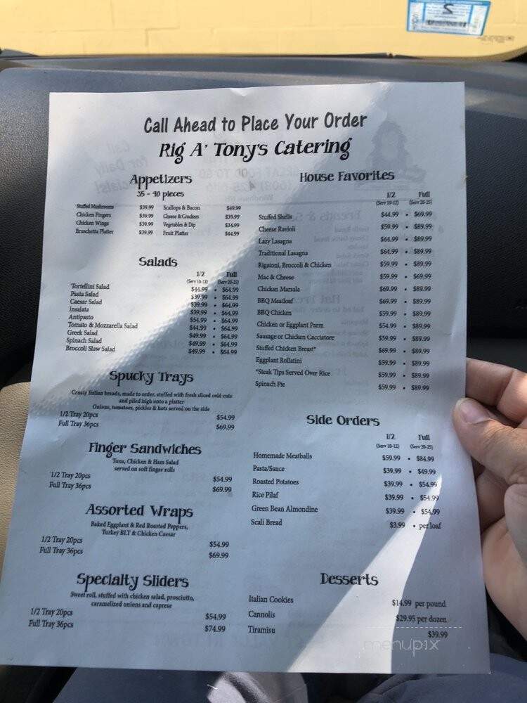 Rig A Tony's Italian Takeout - Windham, NH menu_pic