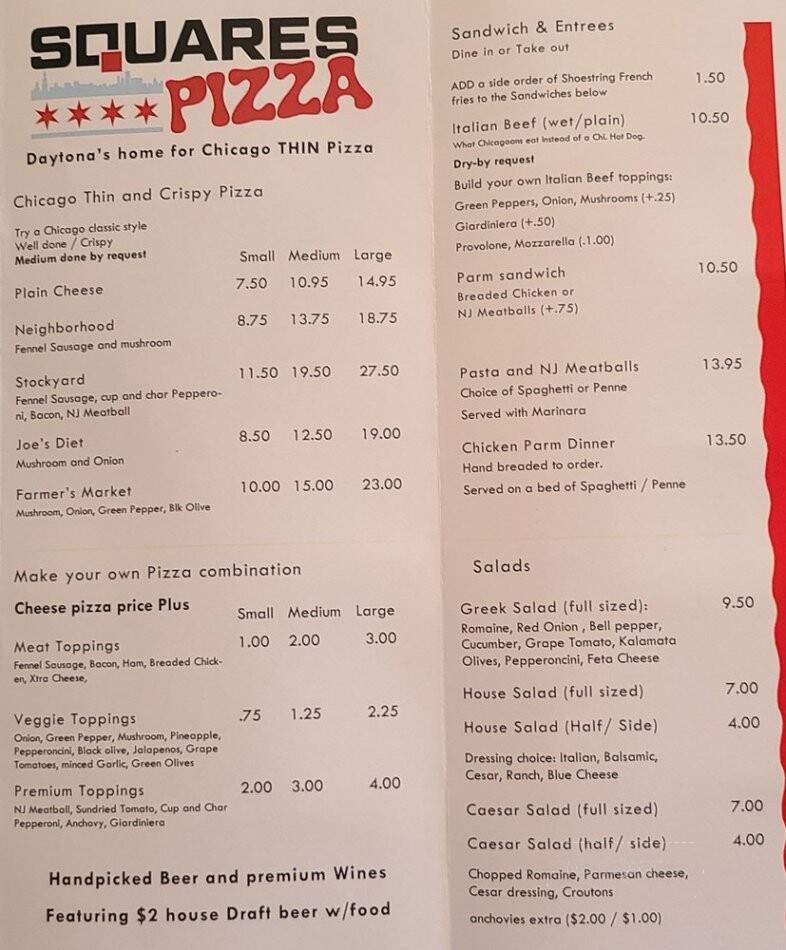 Squares Pizza - Holly Hill, FL menu_pic