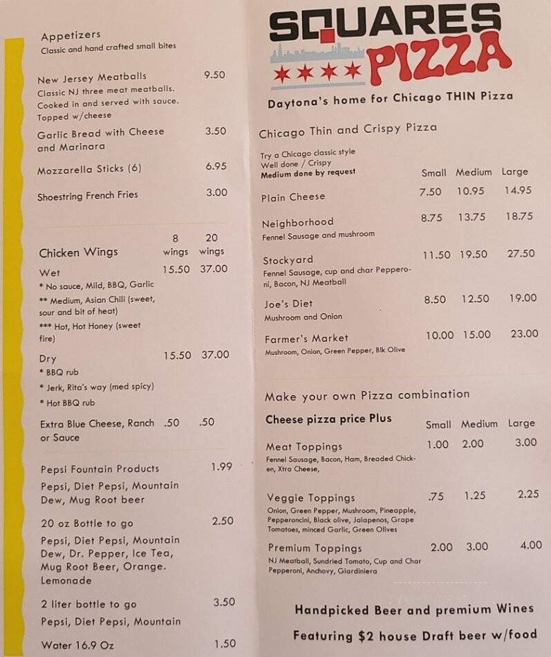 Squares Pizza - Holly Hill, FL menu_pic