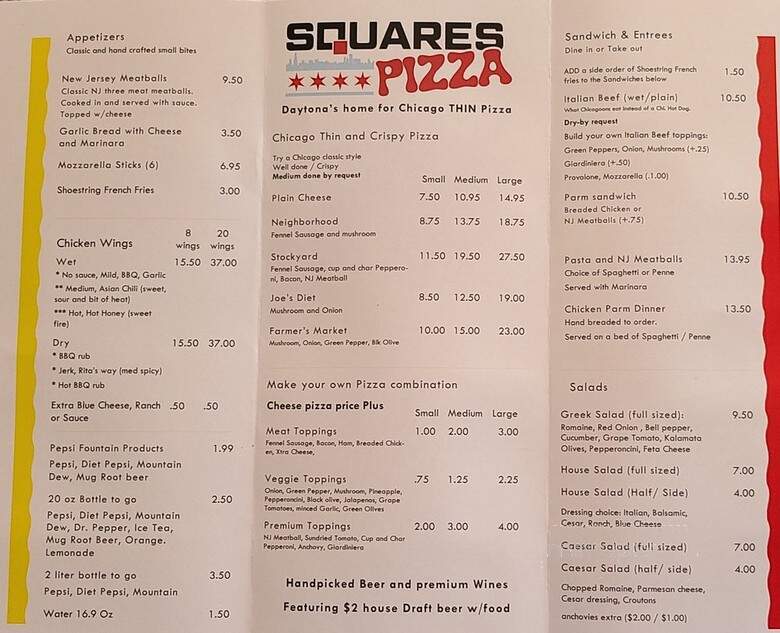 Squares Pizza - Holly Hill, FL menu_pic