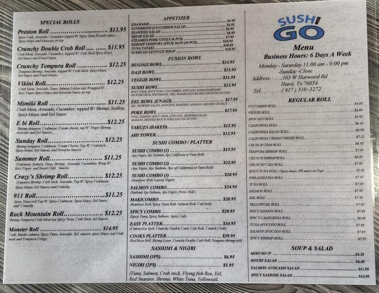Sushi Go - Hurst, TX menu_pic