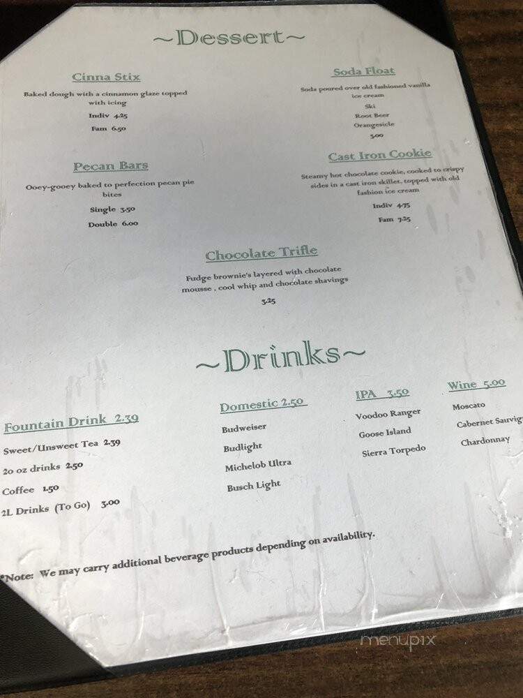The Feeder Restaurant - Horse Cave, KY menu_pic
