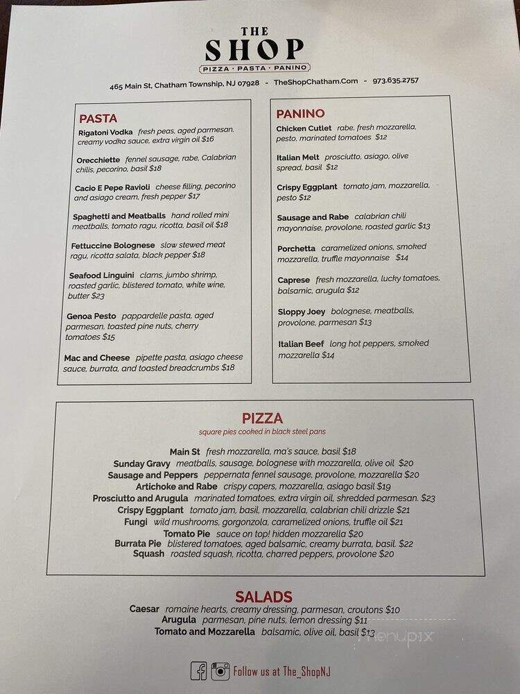 The Shop - Chatham, NJ menu_pic