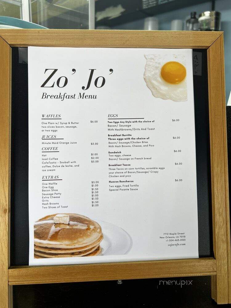 Zo Jo Cafe - New Orleans, LA menu_pic