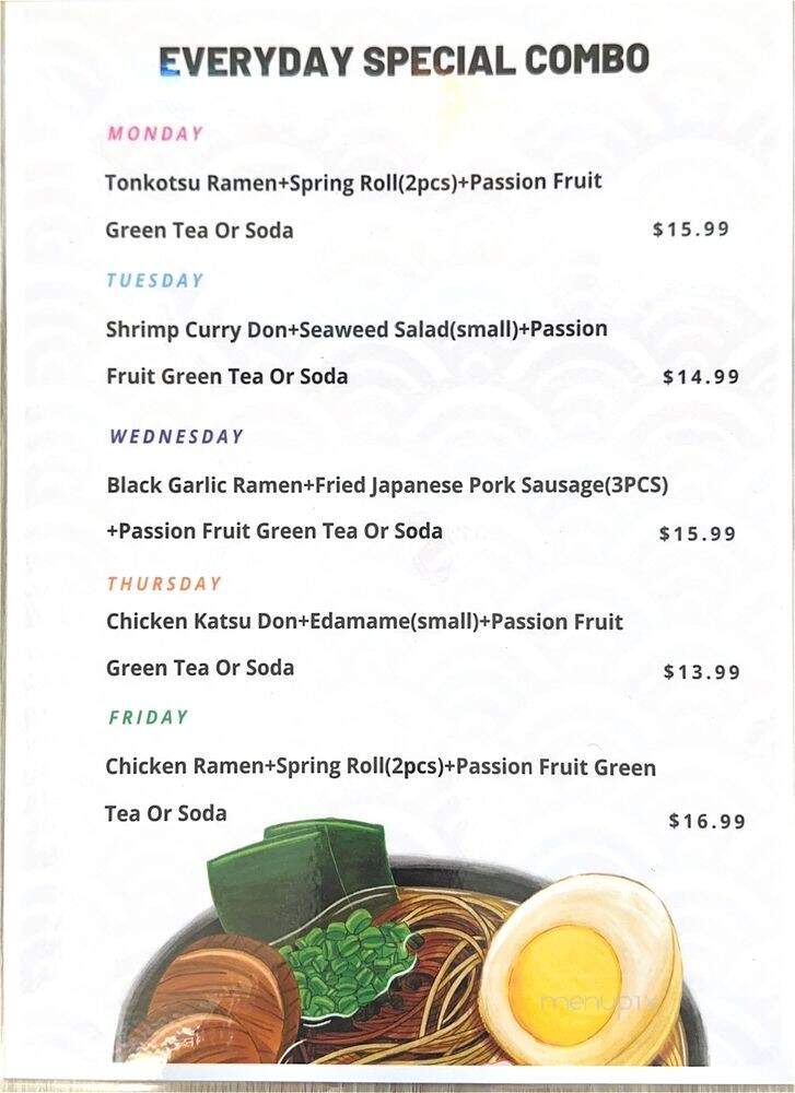 Takumi Ramen - Orlando, FL menu_pic