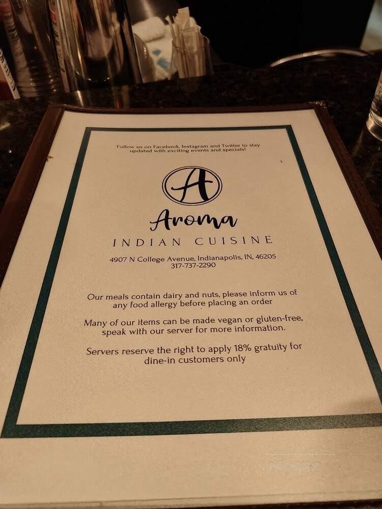 Aroma Indian Cuisine & Bar - Indianapolis, IN menu_pic