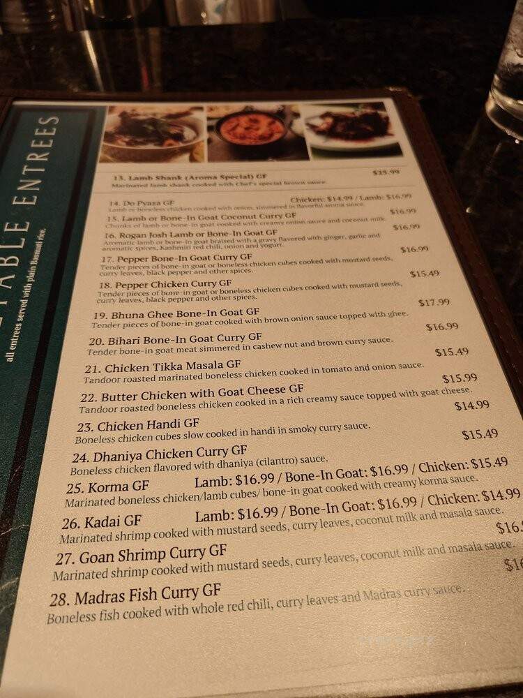Aroma Indian Cuisine & Bar - Indianapolis, IN menu_pic