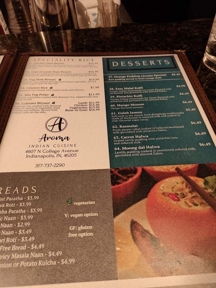 Aroma Indian Cuisine & Bar - Indianapolis, IN menu_pic