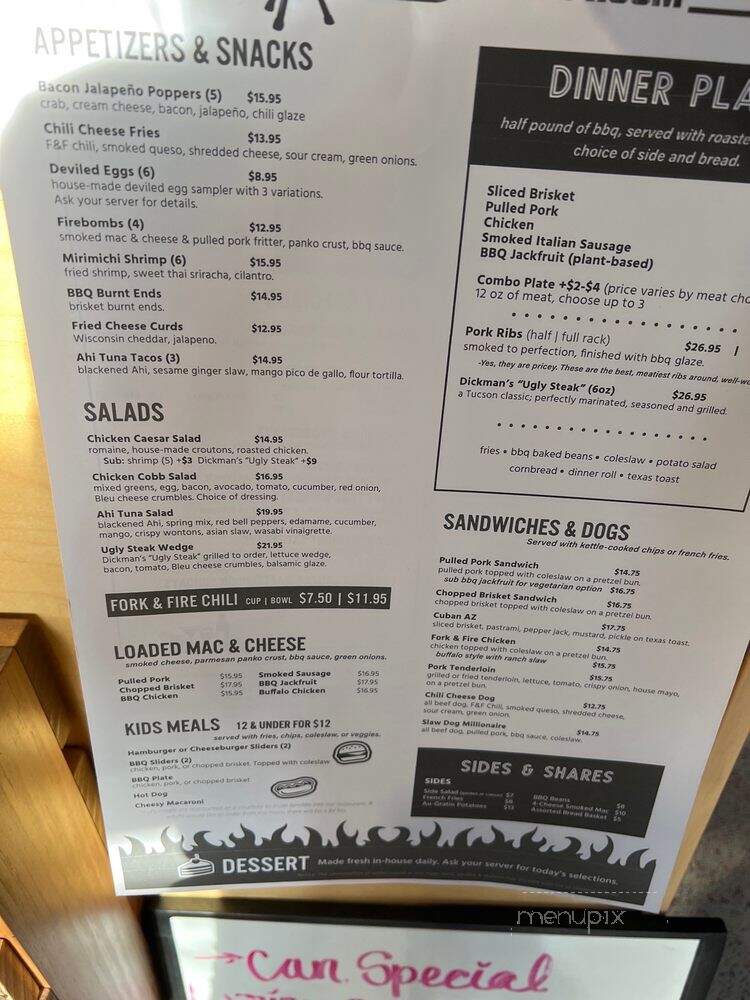 Fork & Fire Smokehouse + Taproom - Oro Valley, AZ menu_pic