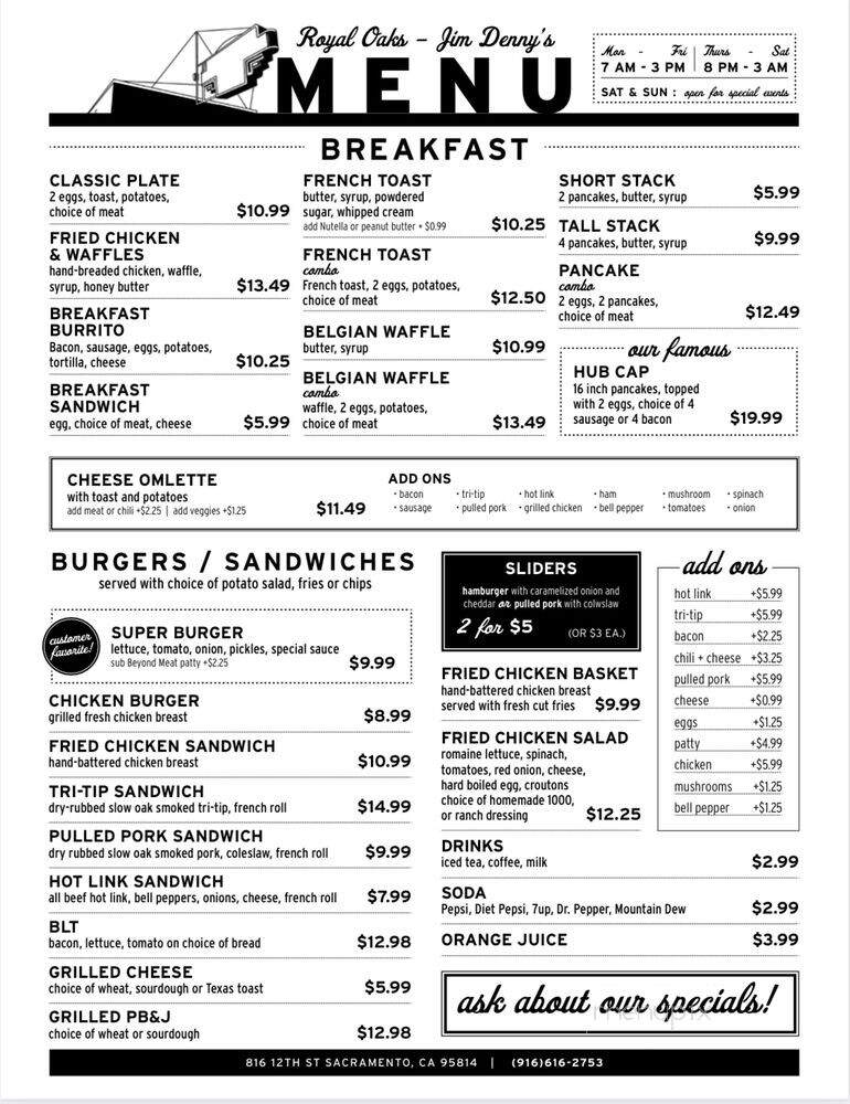 Royal Oaks JimDenny's - Sacramento, CA menu_pic