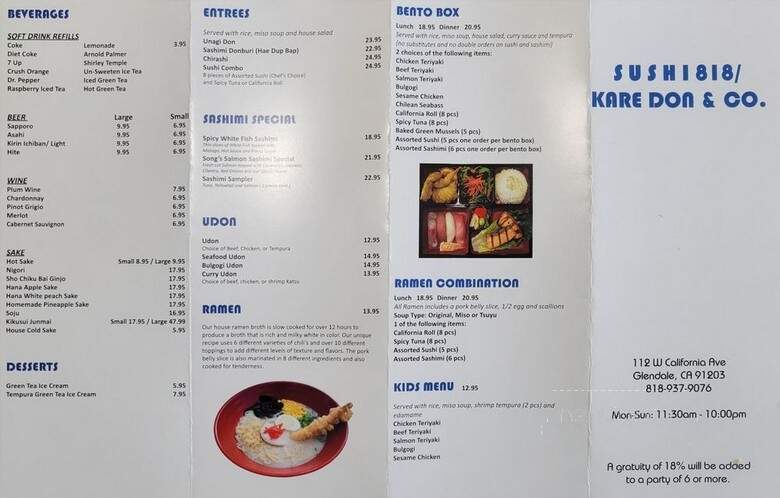 Kare Don - Glendale, CA menu_pic