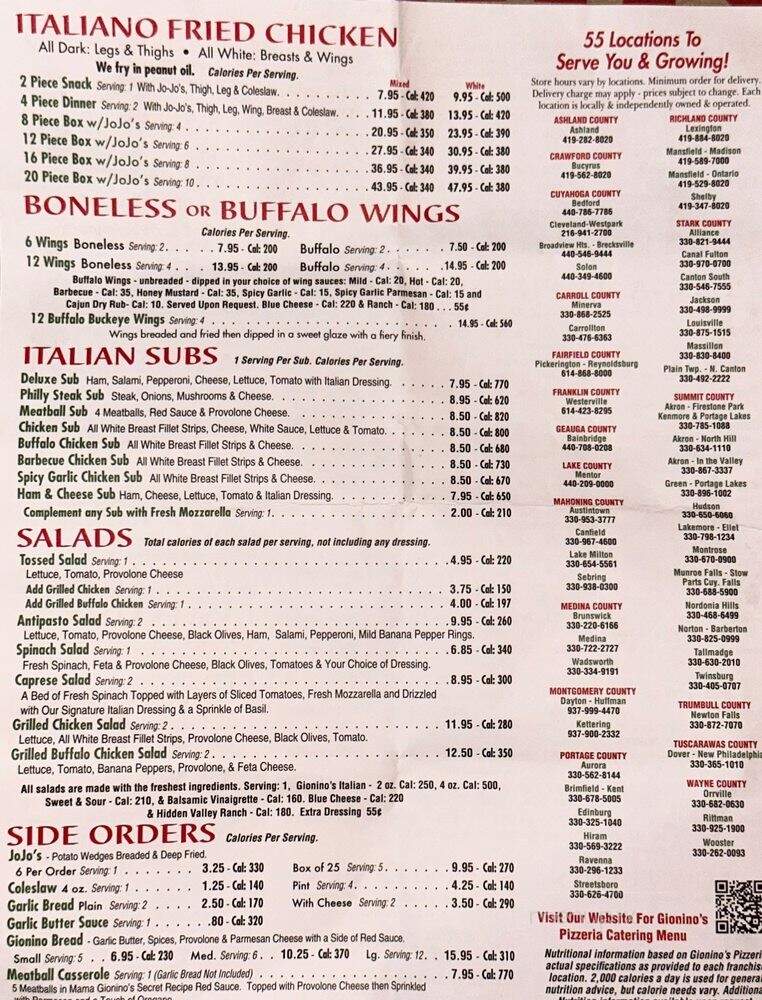 Gionino's Pizzeria - Westerville, OH menu_pic