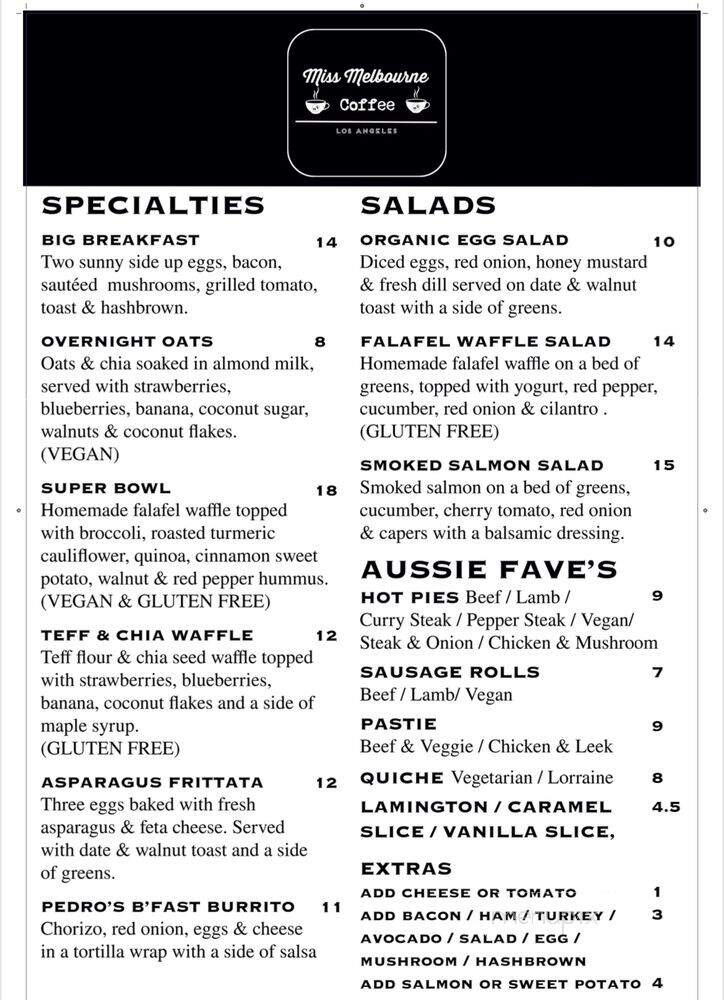 Miss Melbourne Coffee - West Hollywood, CA menu_pic
