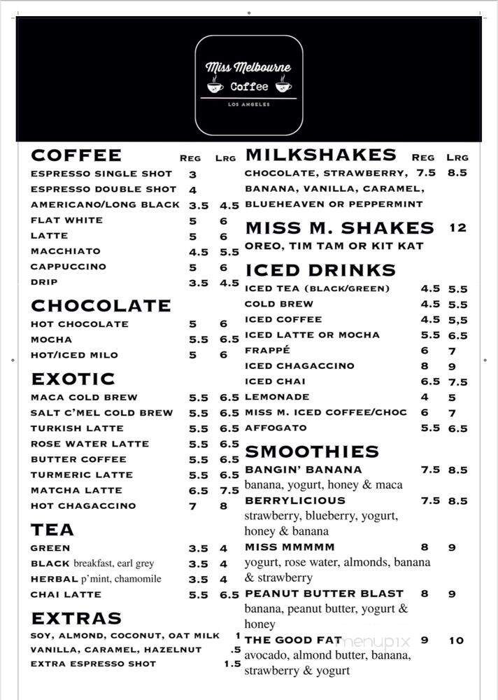 Miss Melbourne Coffee - West Hollywood, CA menu_pic