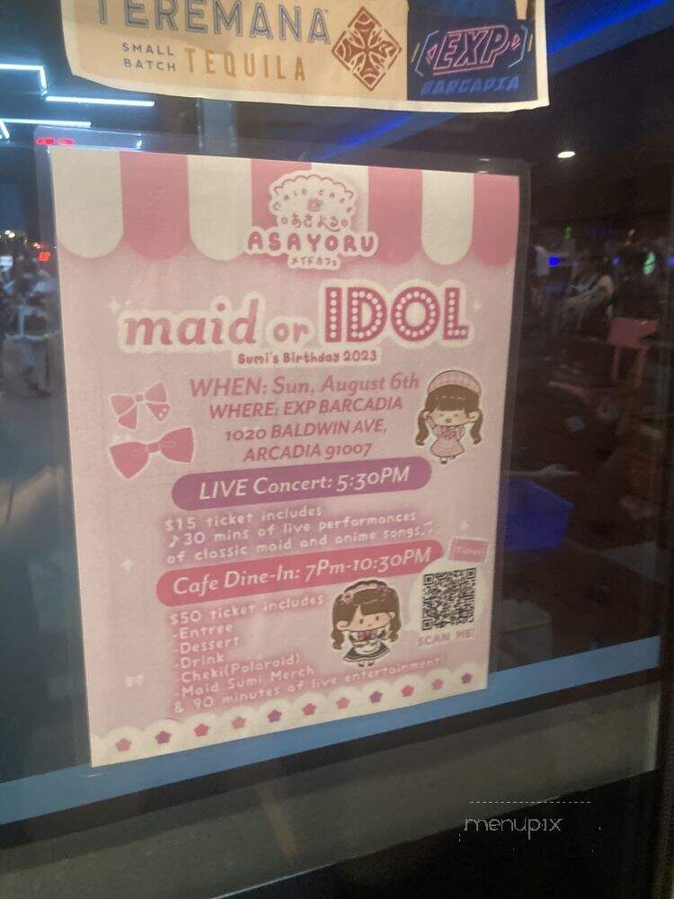 Asayoru Maid Cafe - Arcadia, CA menu_pic