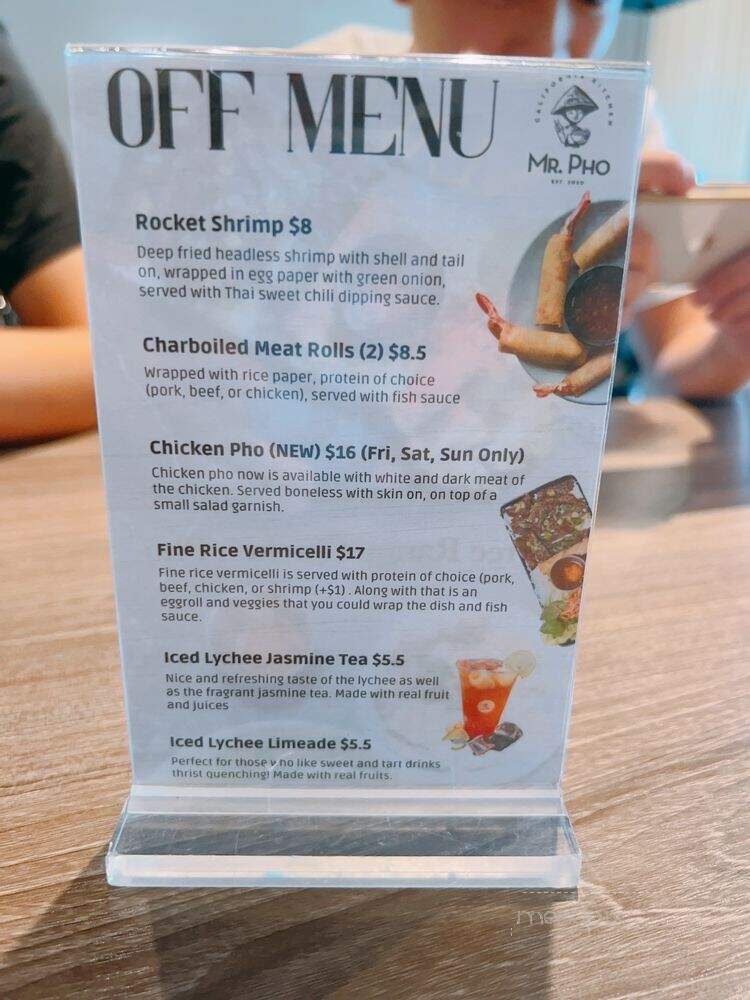 Mr Pho California Kitchen - Walnut, CA menu_pic