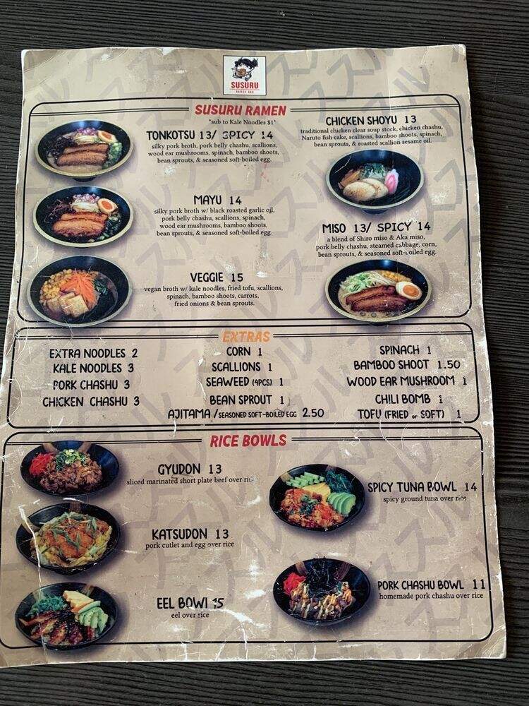 Susuru Ramen Bar - Los Angeles, CA menu_pic