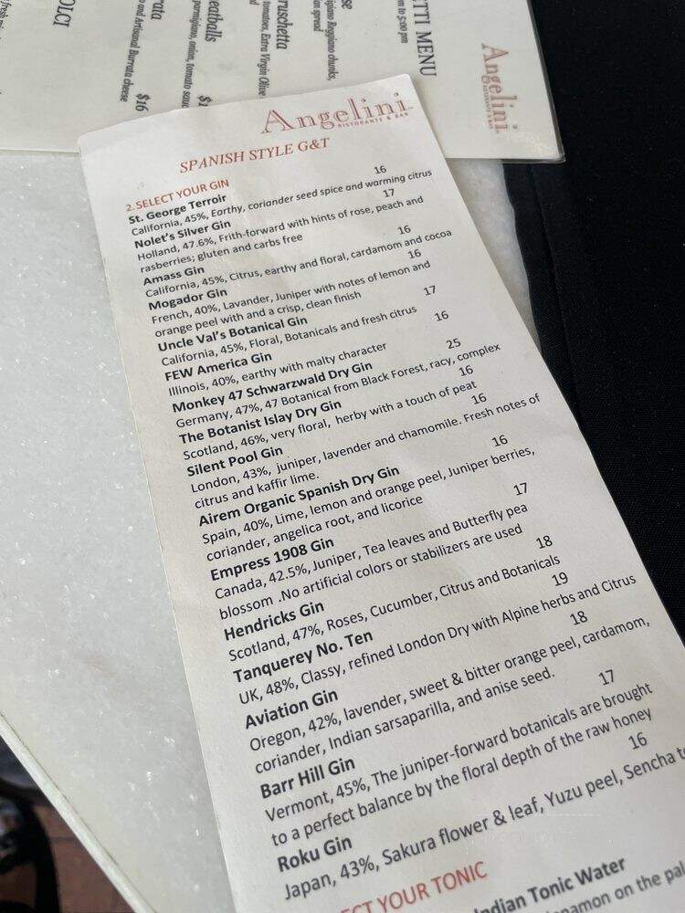 Angelini Ristorante & Bar - Los Angeles, CA menu_pic