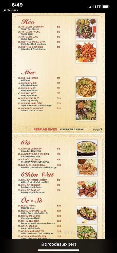 Perfume River Restaurant and Lounge - Westminster, CA menu_pic