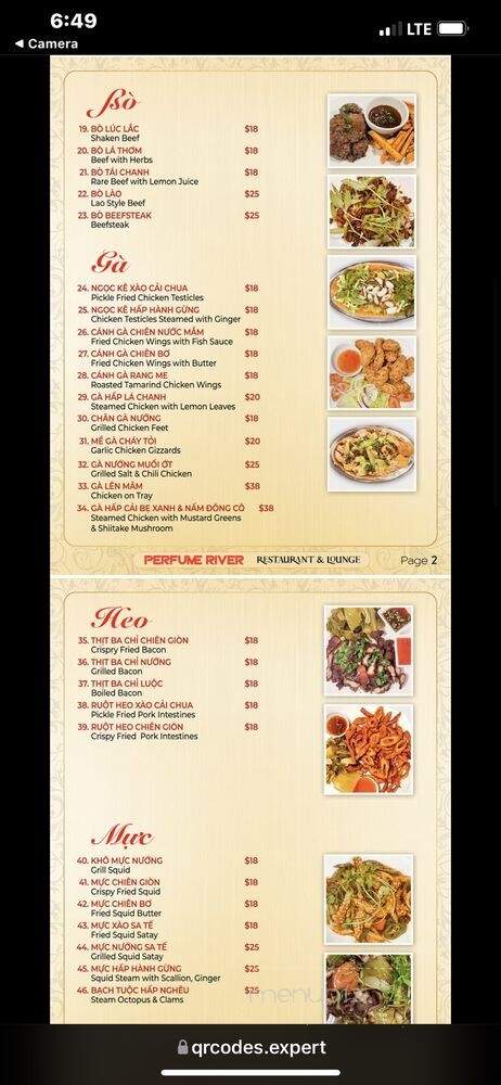 Perfume River Restaurant and Lounge - Westminster, CA menu_pic