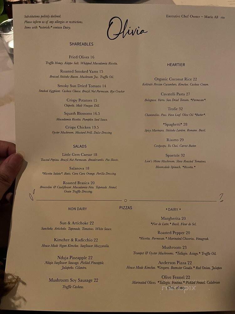 Olivia - Los Angeles, CA menu_pic