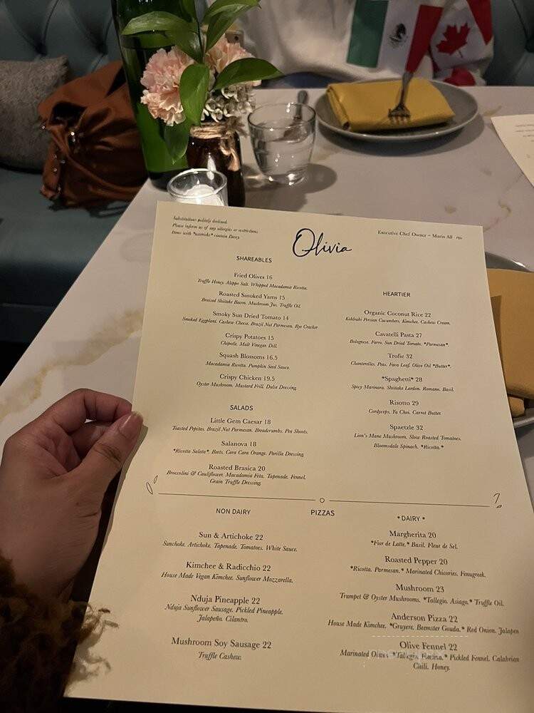 Olivia - Los Angeles, CA menu_pic