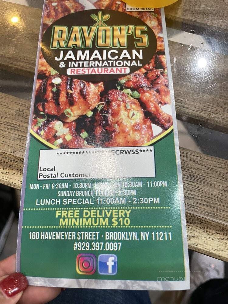 Rayon's Jamaican & International Restaurant - Brooklyn, NY menu_pic